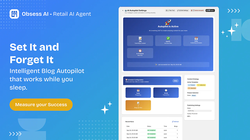 ObsessAI - AI SEO content automation tool for Shopify stores